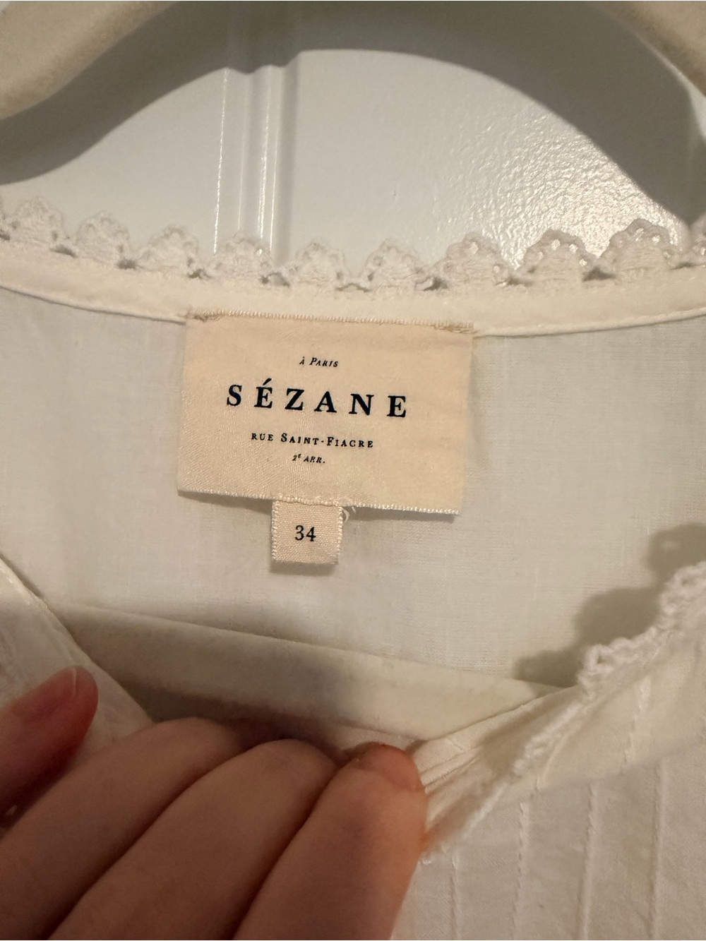 Sezane Eneala Shirt Ecru - Size 2 - Picture 6 of 8